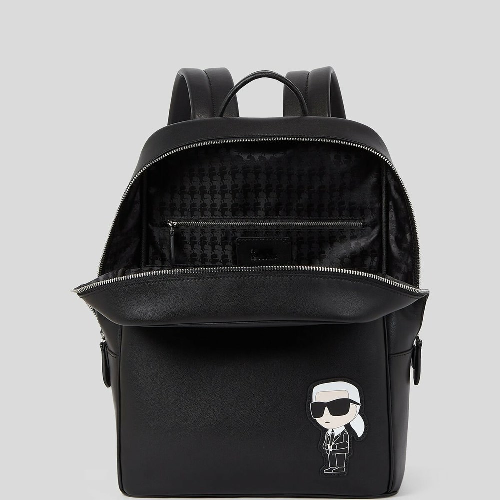 Black Women's Karl Lagerfeld K/Ikonik 2.0 Leather Backpacks | TH015CSLT