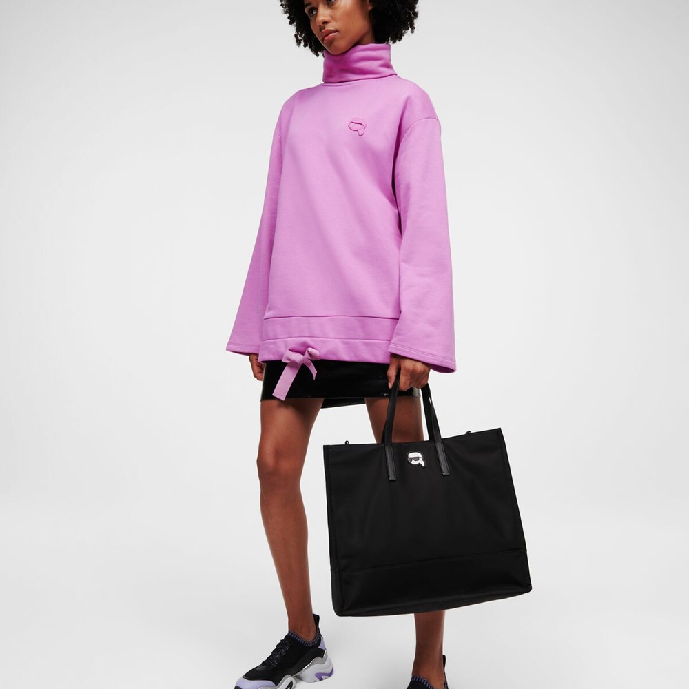 Black Women's Karl Lagerfeld K/Ikonik 2.0 Nylon East-west Tote Bags | TH189ZABM