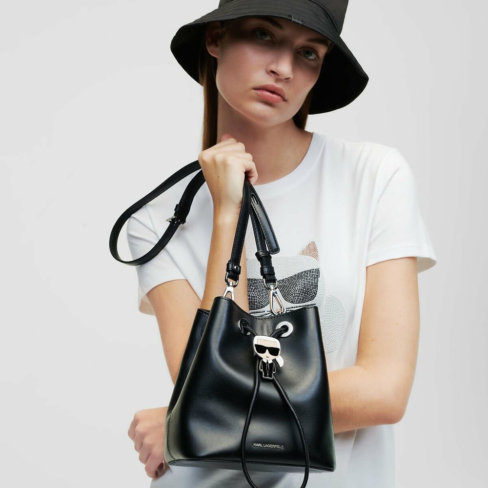 Black Women\'s Karl Lagerfeld K/Ikonik Bucket Bag | TH342JRWV