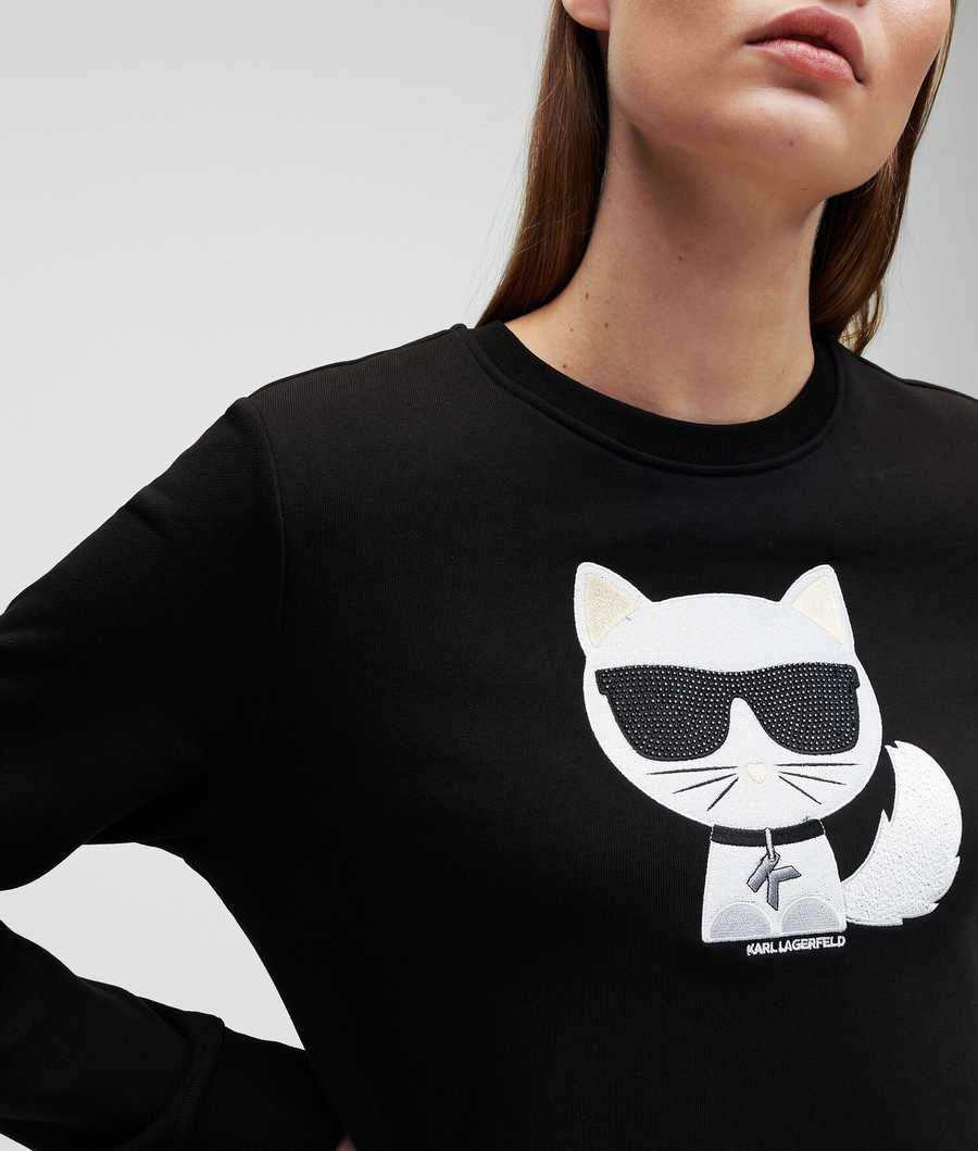 Black Women's Karl Lagerfeld K/Ikonik Choupette Sweatshirts | TH632PMAS