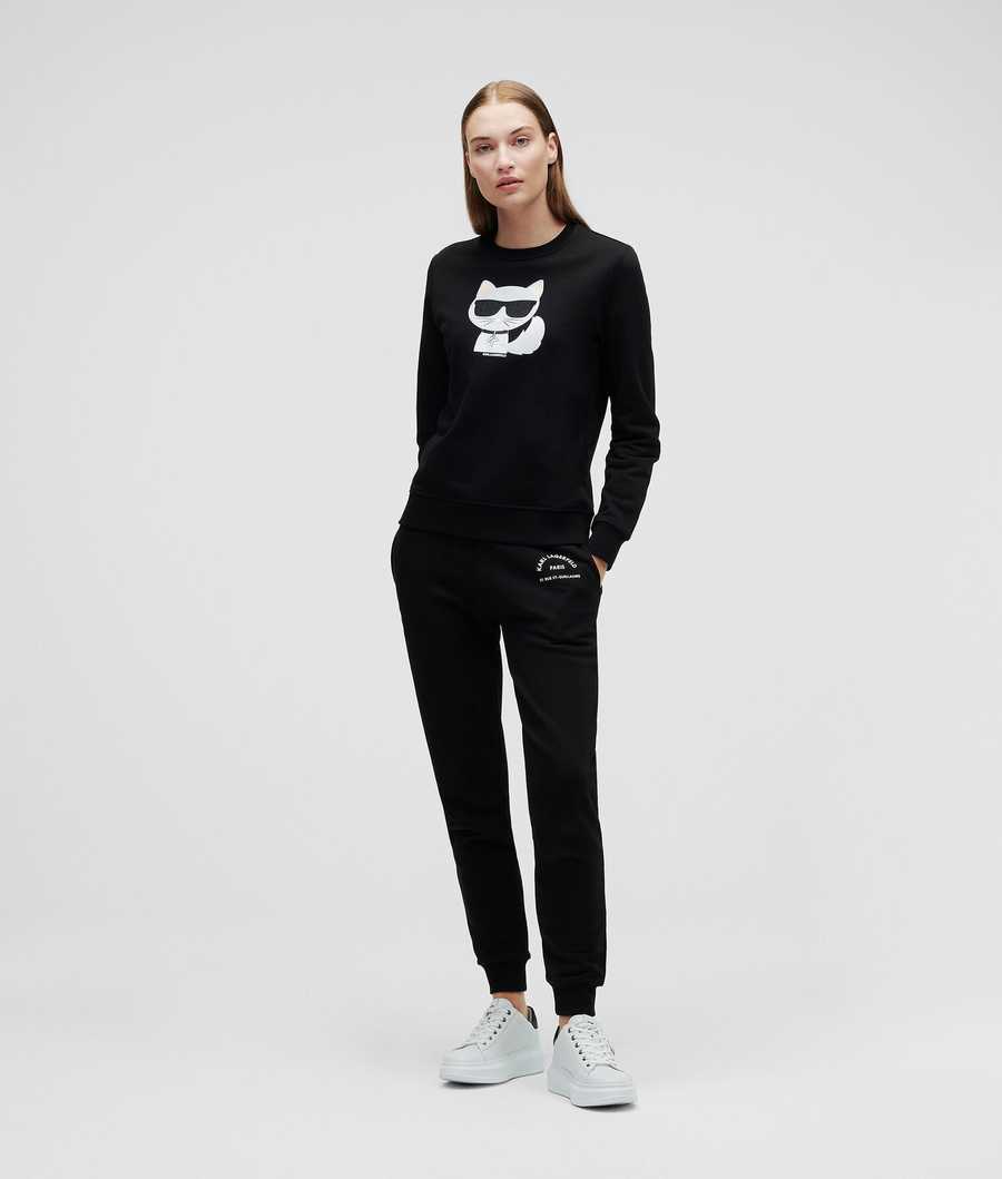 Black Women\'s Karl Lagerfeld K/Ikonik Choupette Sweatshirts | TH632PMAS