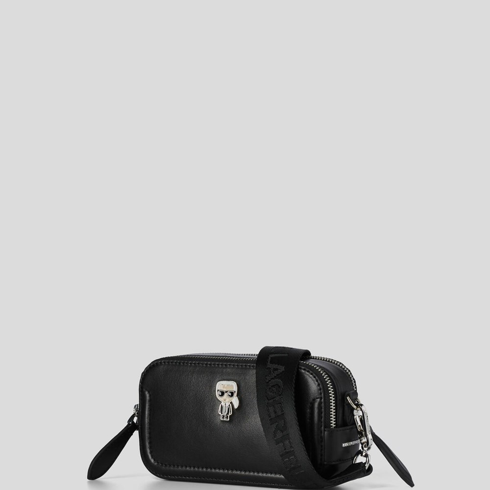 Black Women's Karl Lagerfeld K/Ikonik Leather Camera Bag | TH023PACR