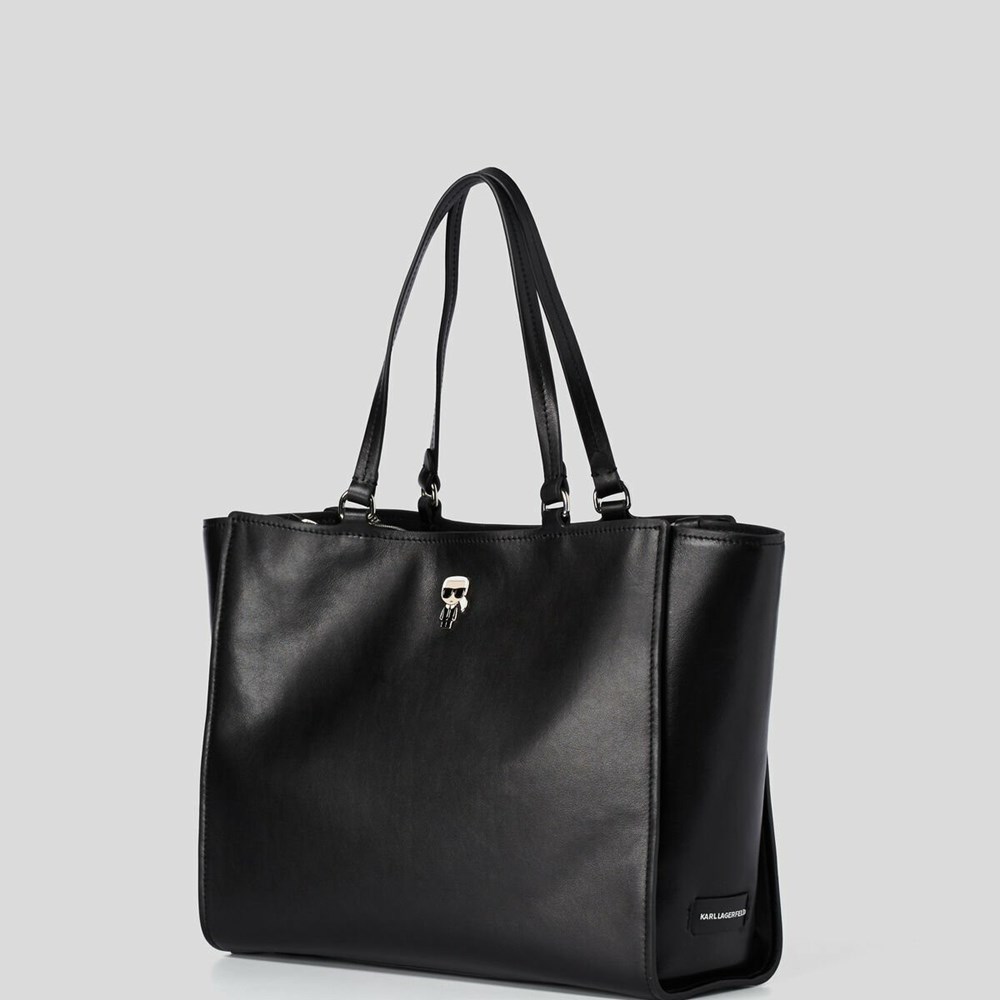 Black Women's Karl Lagerfeld K/Ikonik Leather Tote Bags | TH498HIYS