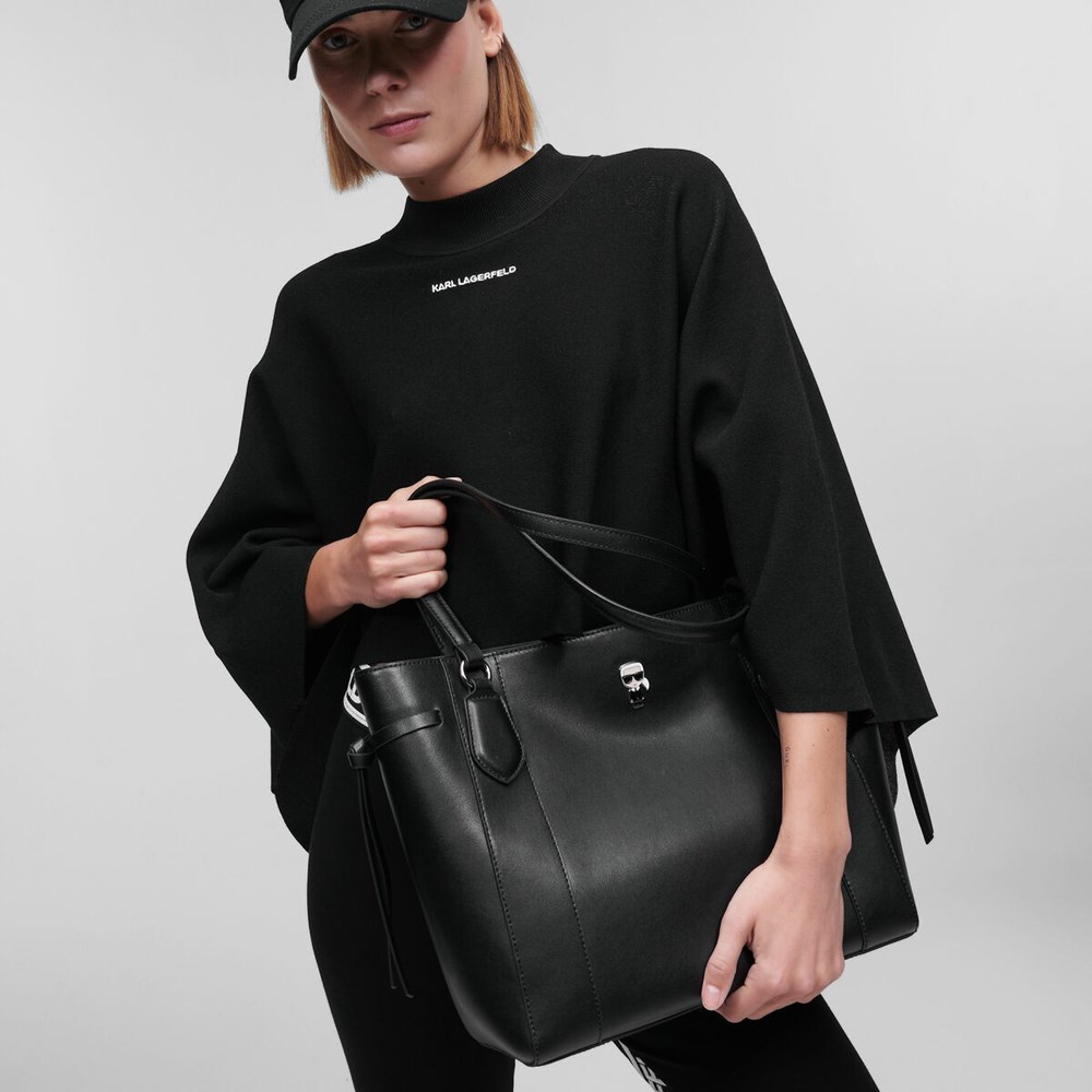 Black Women's Karl Lagerfeld K/Ikonik Leather Tote Bags | TH590ZUTK