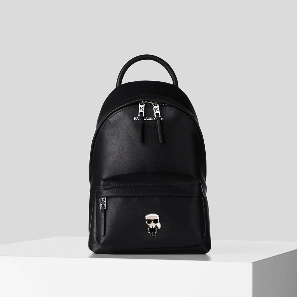 Black Women\'s Karl Lagerfeld K/Ikonik Metal Pin Backpacks | TH913ODRK