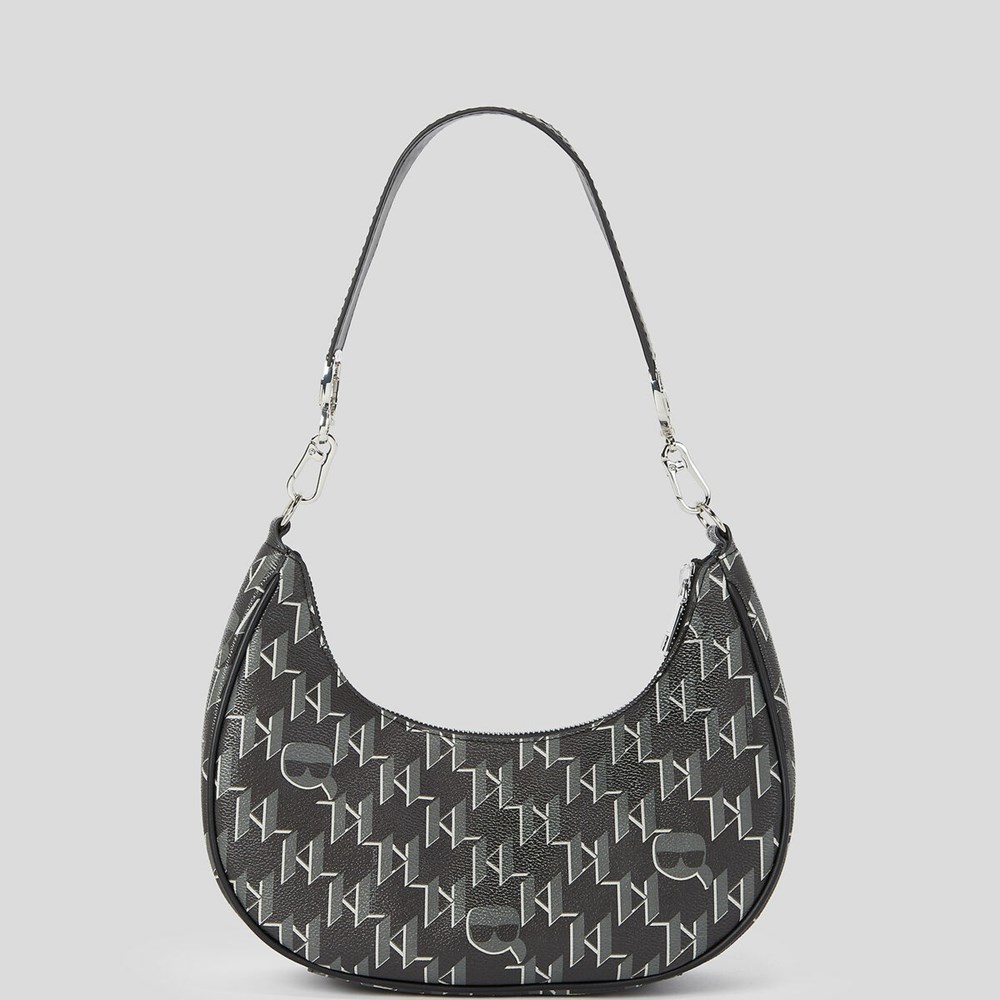 Black Women's Karl Lagerfeld K/Ikonik Monogram Moon Shoulder Bags | TH483NHKB