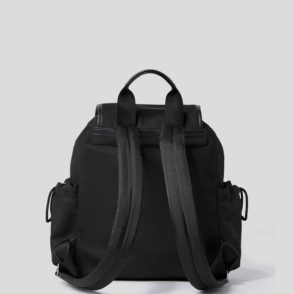 Black Women's Karl Lagerfeld K/Ikonik Nylon Flap Backpacks | TH678OCIJ