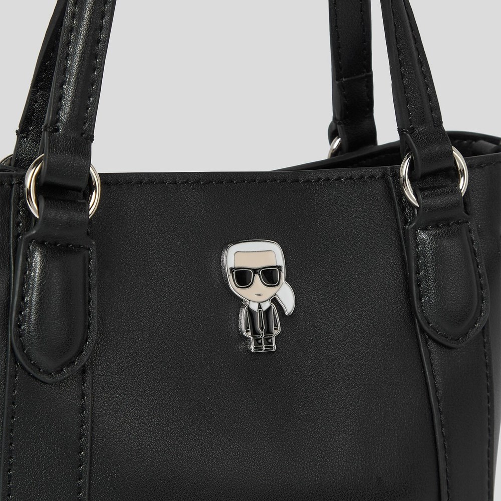 Black Women's Karl Lagerfeld K/Ikonik Small Leather Tote Bags | TH231DSKO