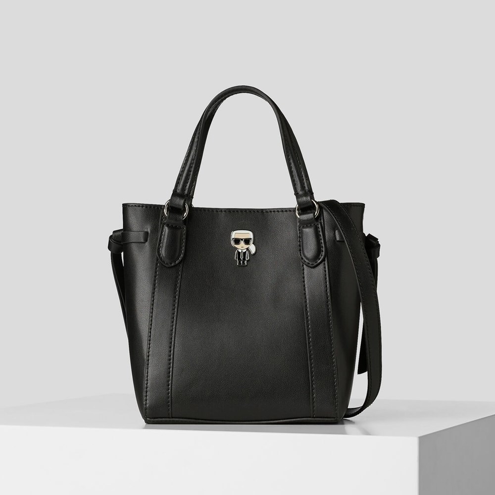 Black Women\'s Karl Lagerfeld K/Ikonik Small Leather Tote Bags | TH231DSKO