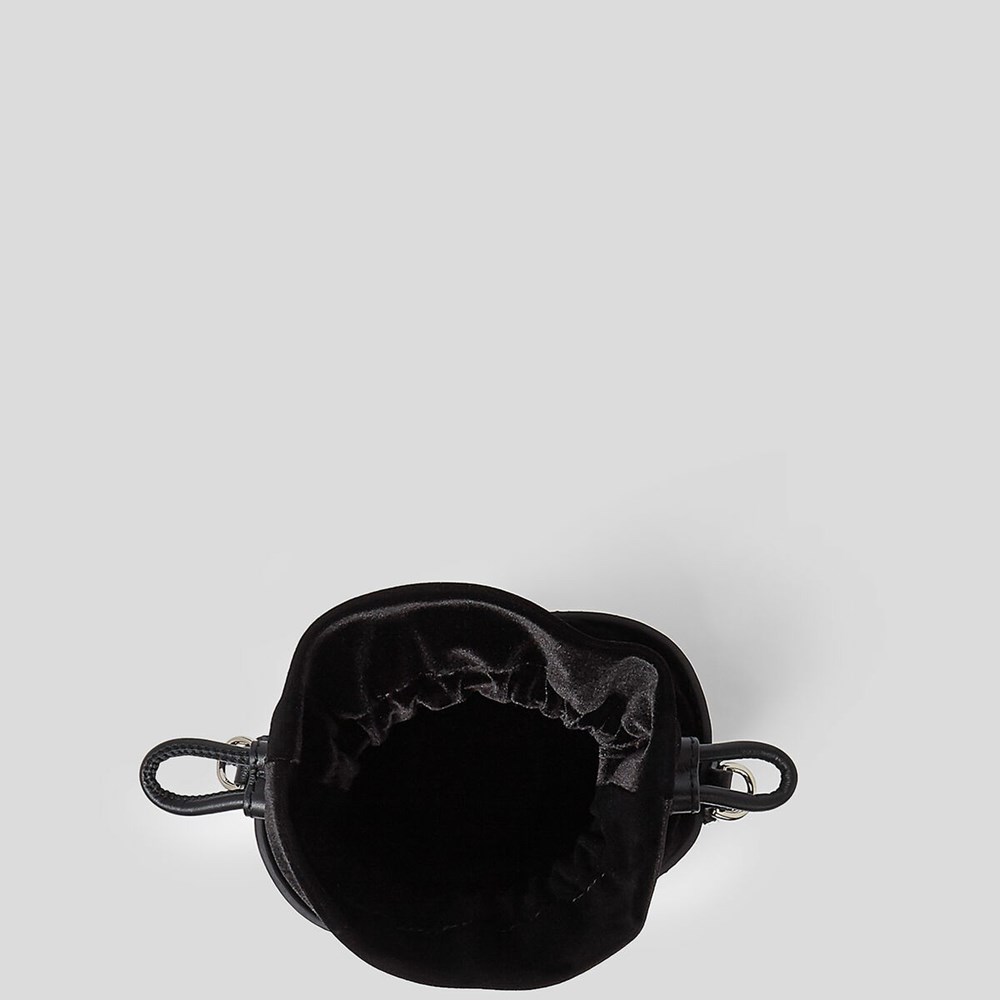 Black Women's Karl Lagerfeld K/Ikonik Small Leather Bucket Bag | TH261ZPTY