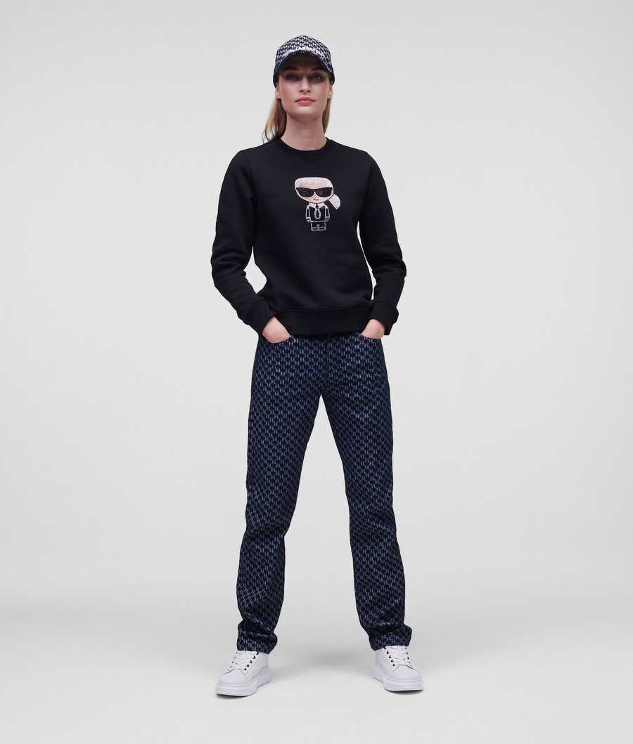 Black Women's Karl Lagerfeld K/Ikonik Sparkle Sweatshirts | TH532KWVZ