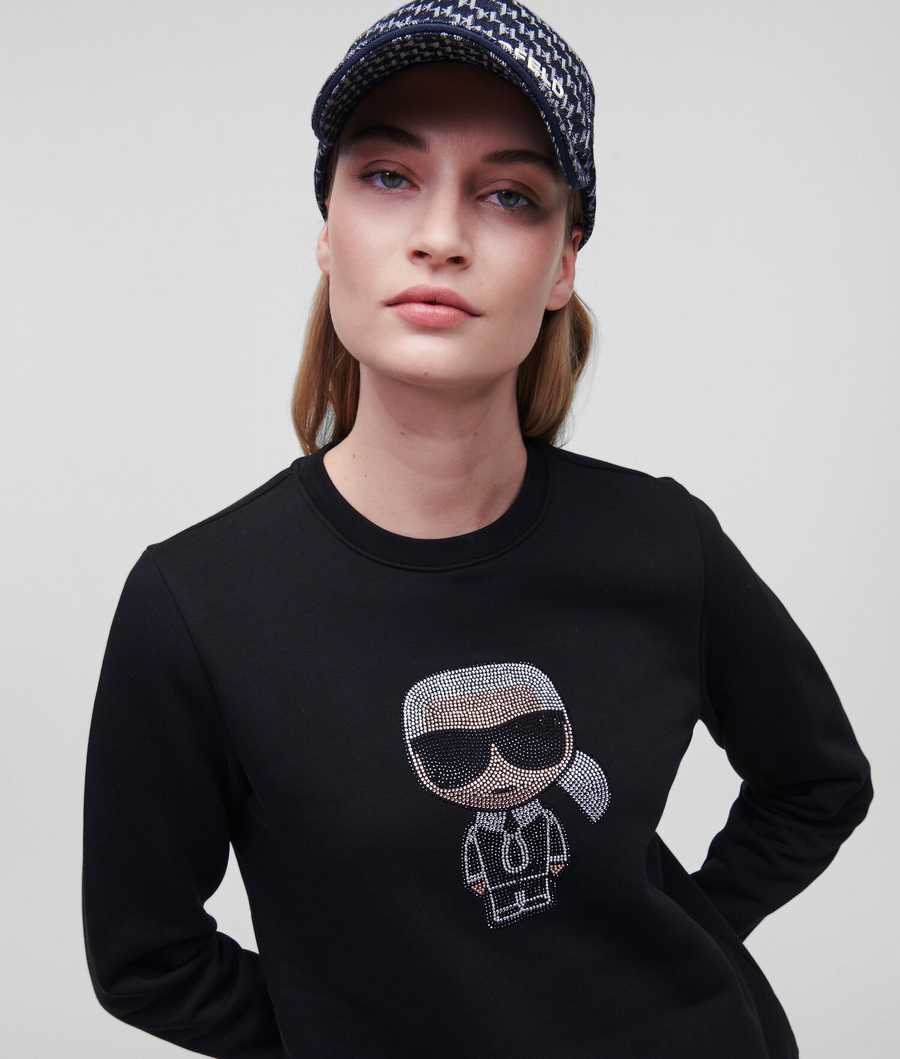 Black Women's Karl Lagerfeld K/Ikonik Sparkle Sweatshirts | TH532KWVZ