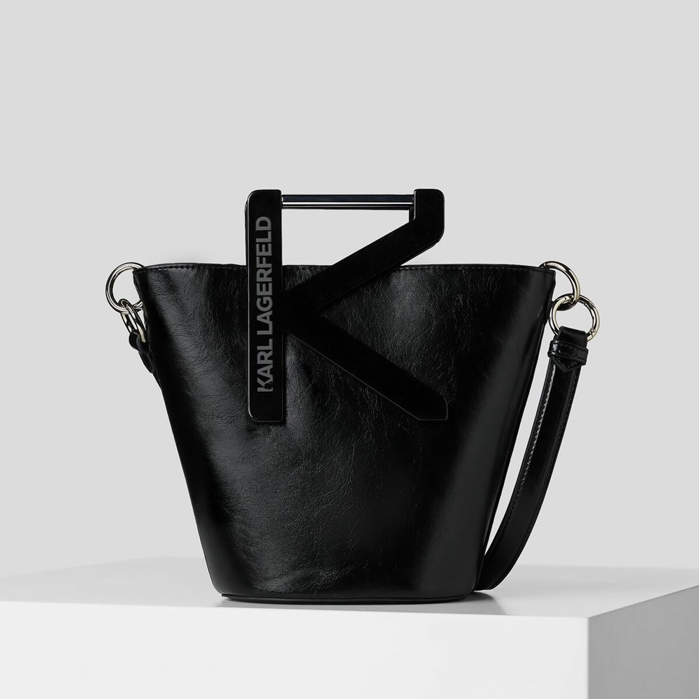 Black Women\'s Karl Lagerfeld K/Karl Handle Bucket Bag | TH741QKLE