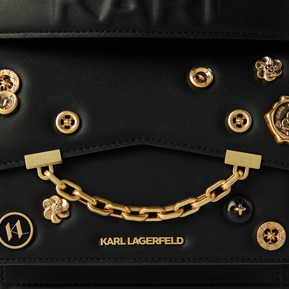 Black Women's Karl Lagerfeld K/Karl Seven Metal Badges Shoulder Bags | TH056JTLX