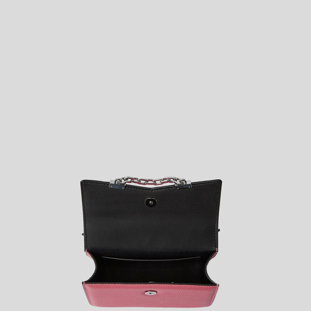 Black Women's Karl Lagerfeld K/Karl Seven Grain Leather Mini Shoulder Bags | TH058IJMW