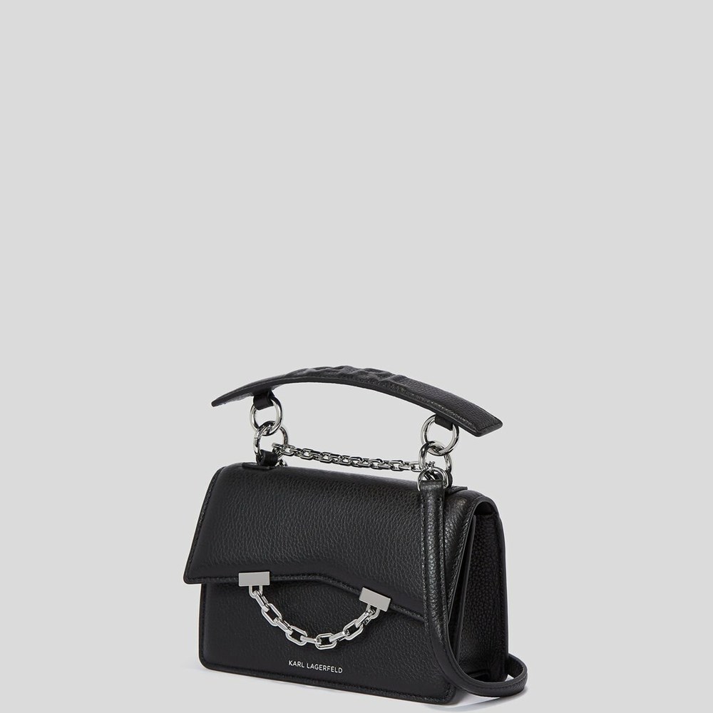 Black Women's Karl Lagerfeld K/Karl Seven Grain Leather Mini Shoulder Bags | TH275NDCZ