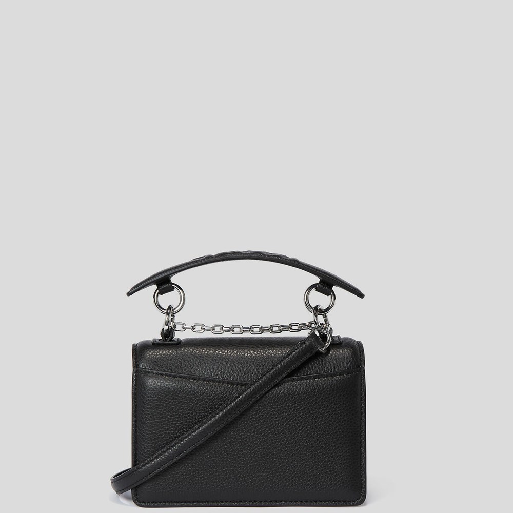 Black Women's Karl Lagerfeld K/Karl Seven Grain Leather Mini Shoulder Bags | TH275NDCZ