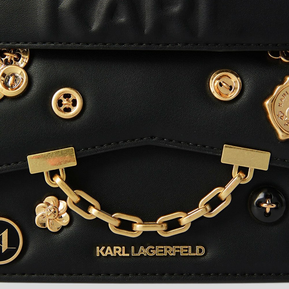 Black Women's Karl Lagerfeld K/Karl Seven Metal Badges Mini Shoulder Bags | TH513NSLI