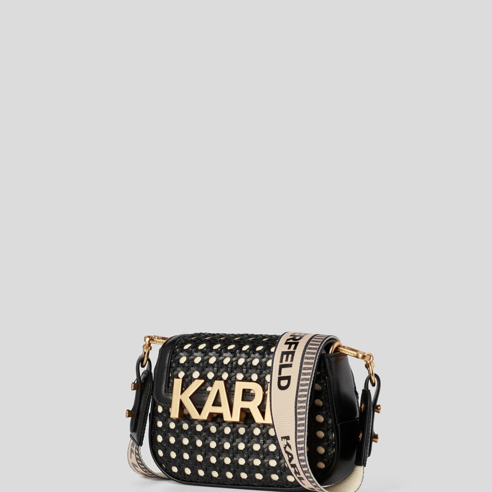 Black Women's Karl Lagerfeld K/Letters Small Woven Crossbody Bags | TH156DOFA