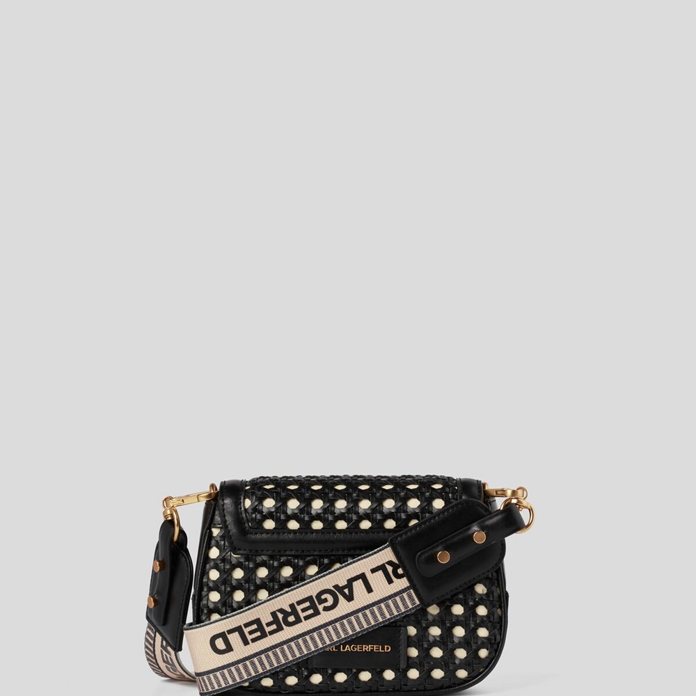 Black Women's Karl Lagerfeld K/Letters Small Woven Crossbody Bags | TH156DOFA