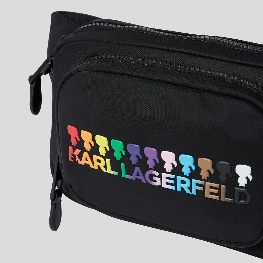 Black Women's Karl Lagerfeld K/Love Convertible Nylon Bumbag Crossbody Bags | TH531NQFB