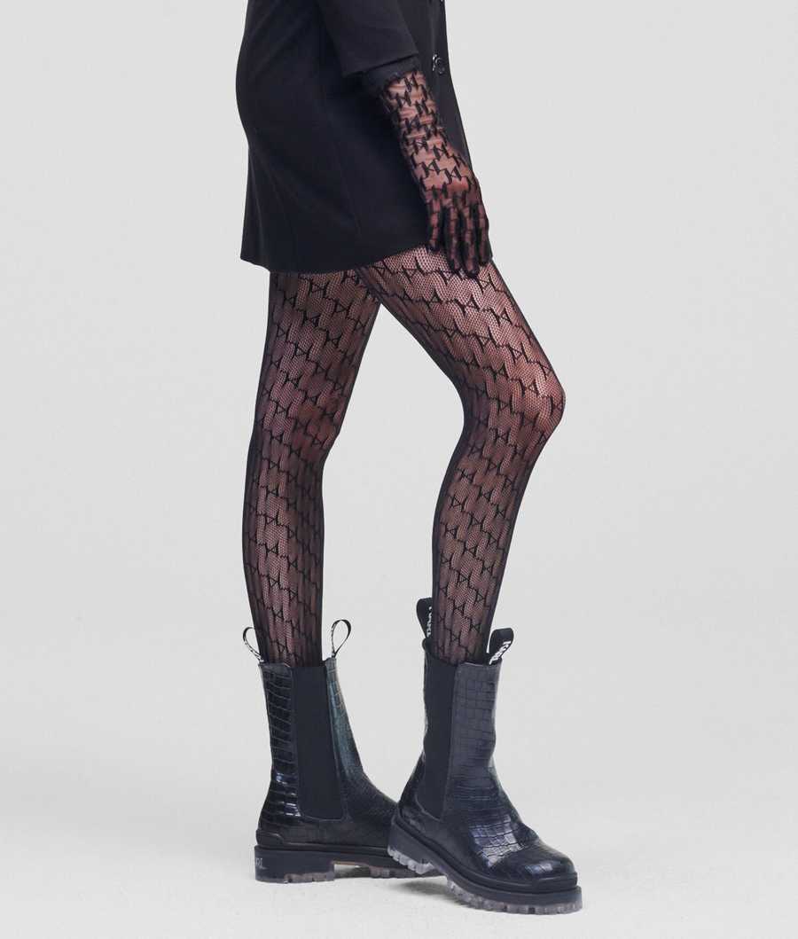 Black Women's Karl Lagerfeld K/Monogram Tights Underwear | TH972QEAM