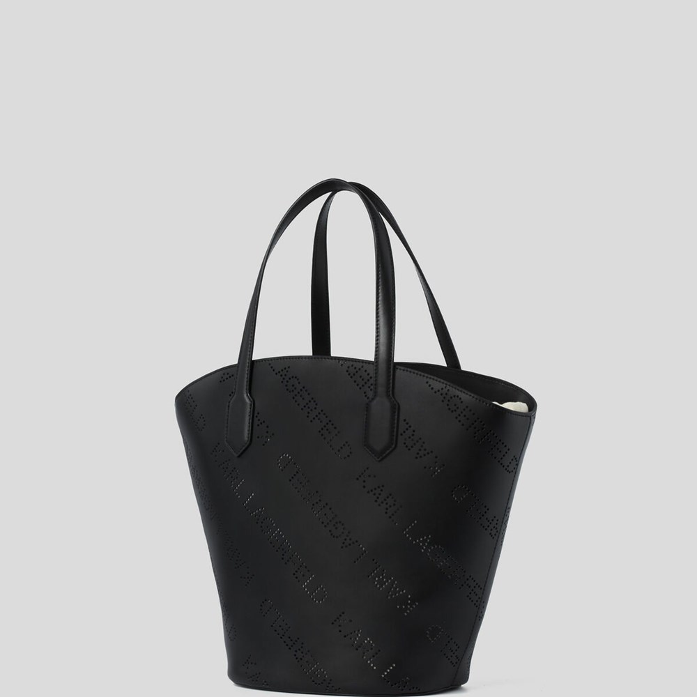 Black Women's Karl Lagerfeld K/Punched Logo Large Tote Bags | TH168ZCQB