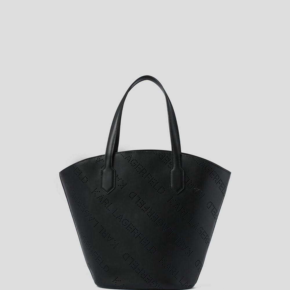 Black Women's Karl Lagerfeld K/Punched Logo Large Tote Bags | TH168ZCQB