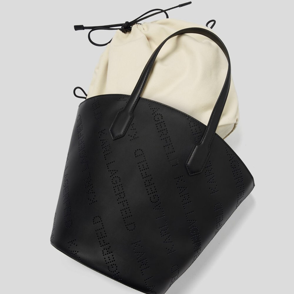 Black Women's Karl Lagerfeld K/Punched Logo Large Tote Bags | TH168ZCQB