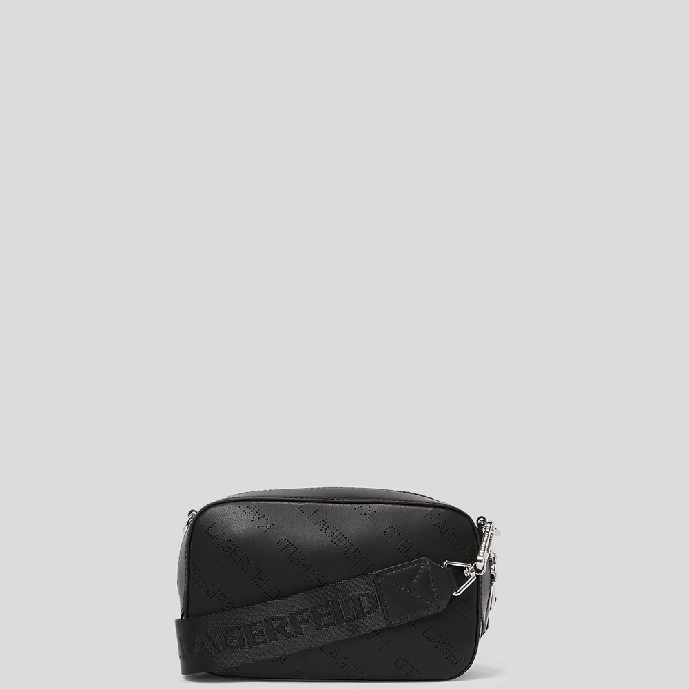 Black Women's Karl Lagerfeld K/Punched Logo Camera Bag | TH492JPCD