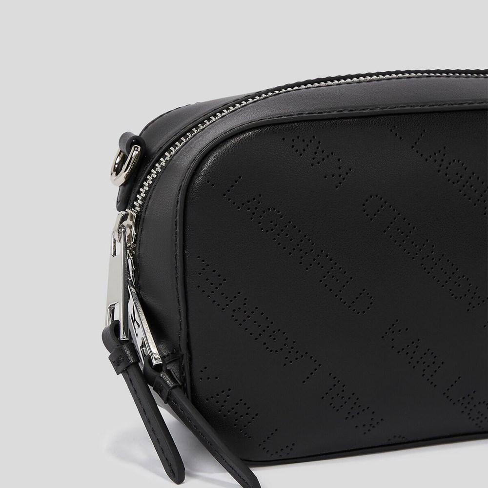 Black Women's Karl Lagerfeld K/Punched Logo Camera Bag | TH492JPCD