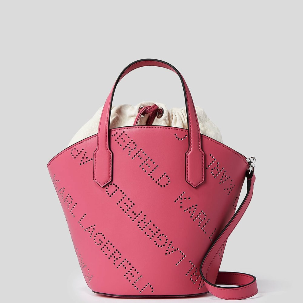 Black Women's Karl Lagerfeld K/Punched Logo Small Tote Bags | TH519GDVE