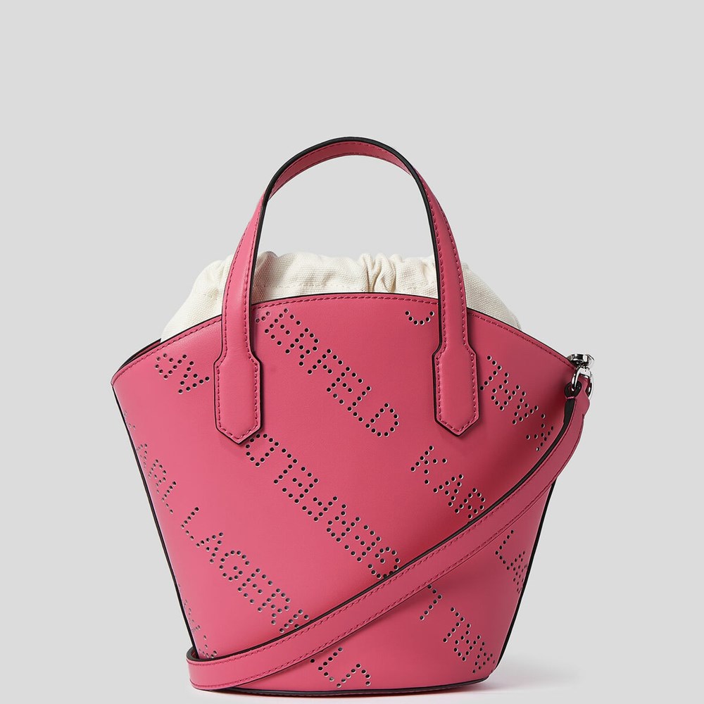 Black Women's Karl Lagerfeld K/Punched Logo Small Tote Bags | TH519GDVE