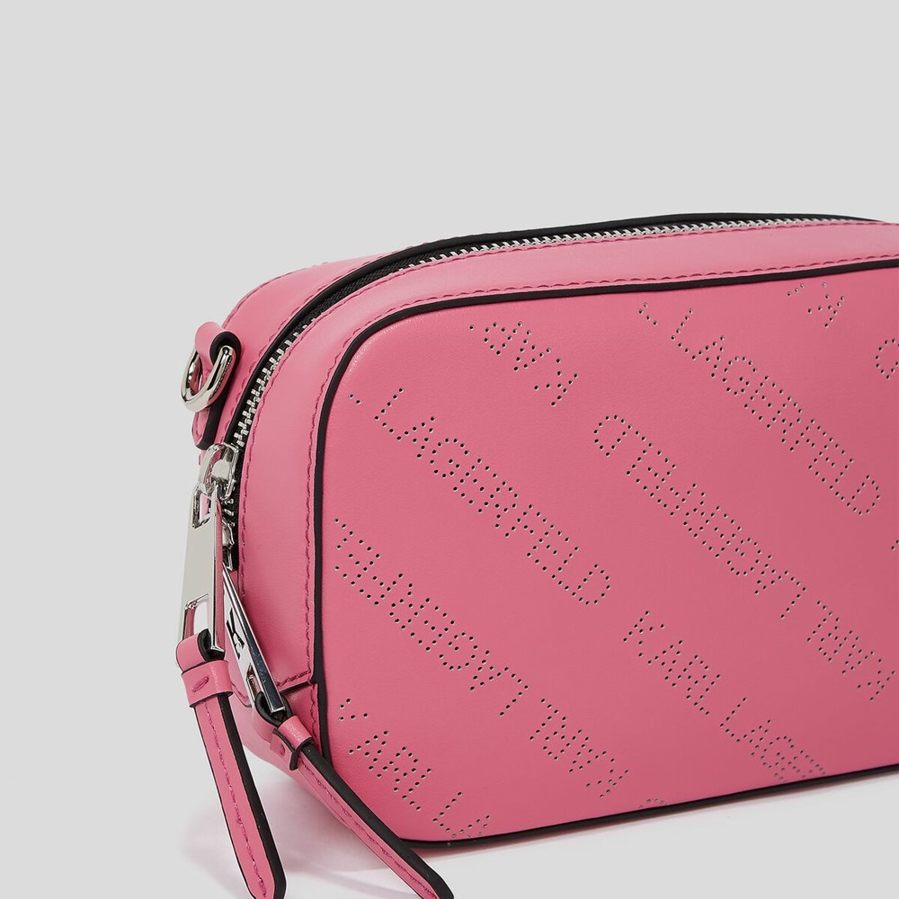 Black Women's Karl Lagerfeld K/Punched Logo Camera Bag | TH716AGBY