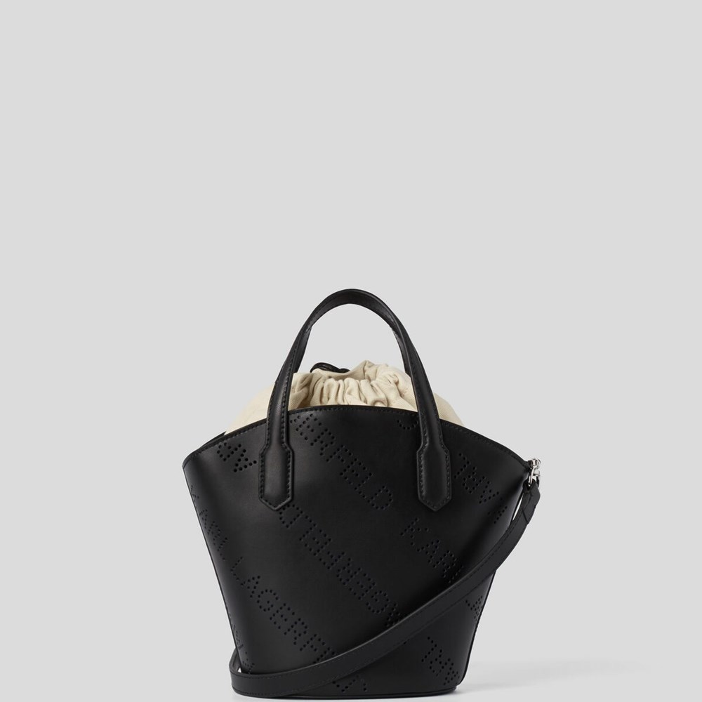 Black Women's Karl Lagerfeld K/Punched Logo Small Tote Bags | TH972MYSW