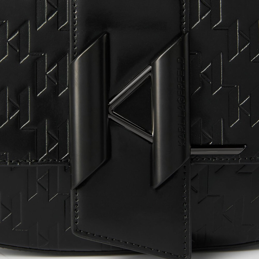 Black Women's Karl Lagerfeld K/Saddle Monogram-embossed Shoulder Bags | TH054GFSM