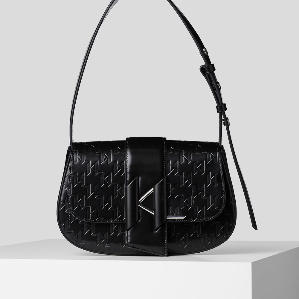 Black Women\'s Karl Lagerfeld K/Saddle Monogram-embossed Shoulder Bags | TH054GFSM