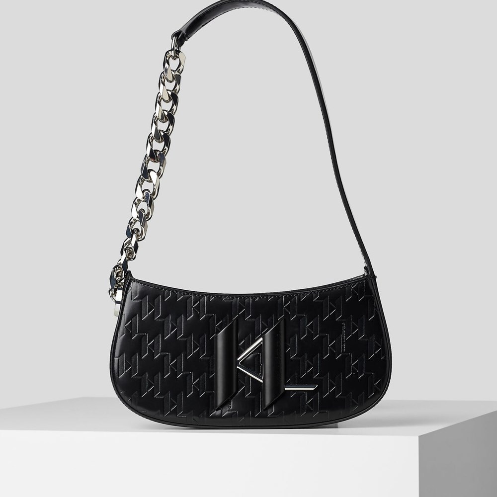 Black Women\'s Karl Lagerfeld K/Saddle Monogram-embossed Baguette Bag | TH904OLKJ