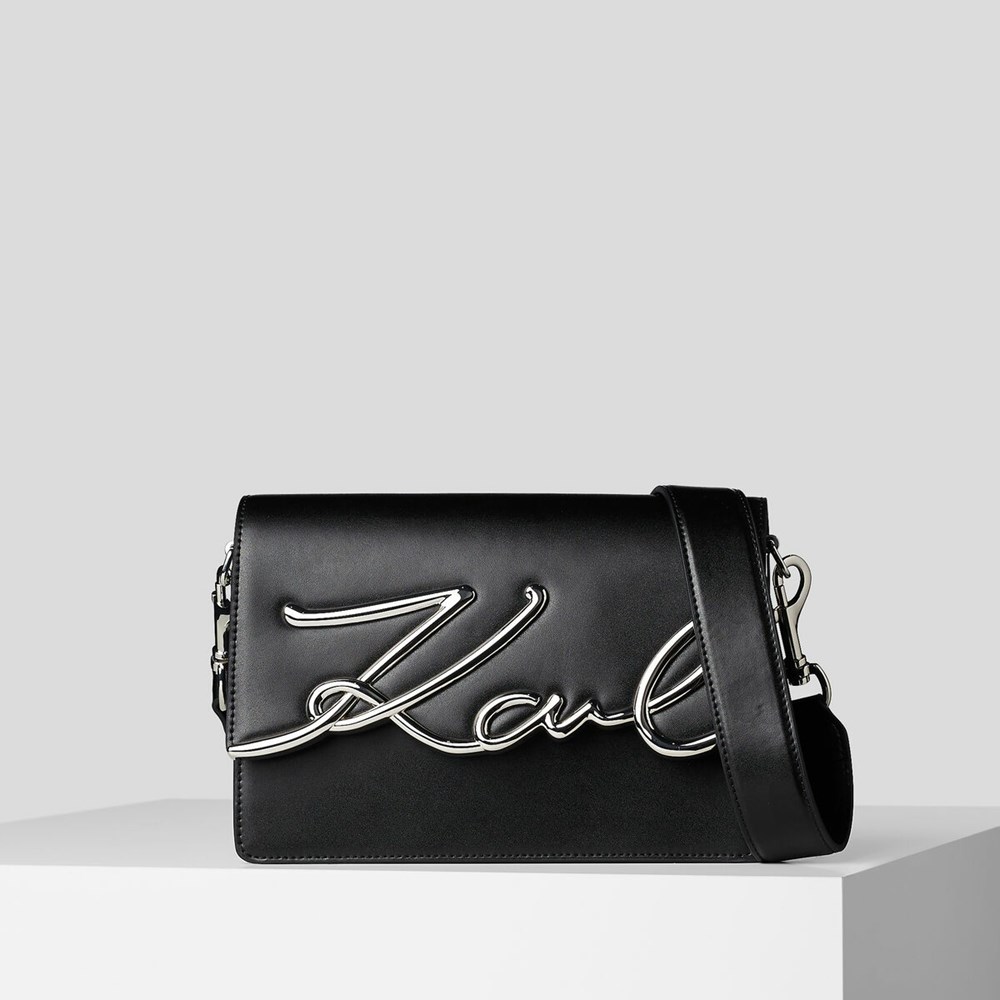 Black Women\'s Karl Lagerfeld K/Signature Shoulder Bags | TH876QFTO