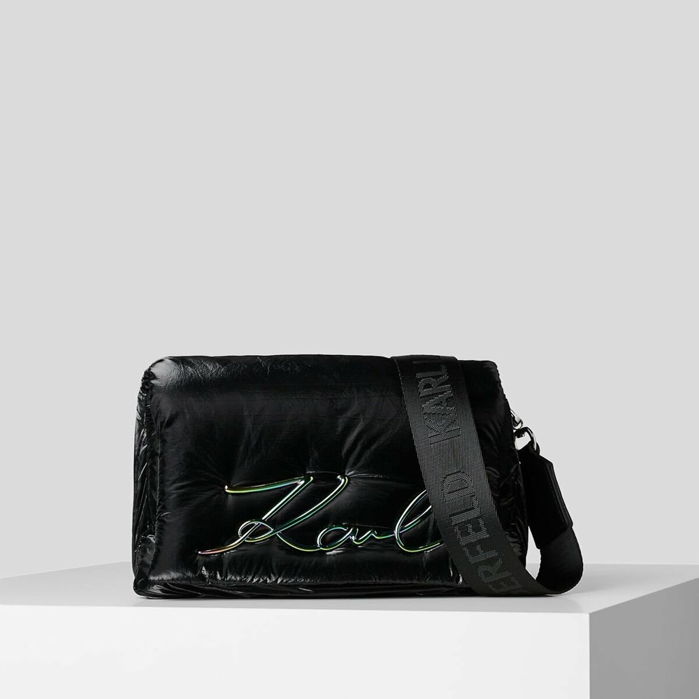 Black Women\'s Karl Lagerfeld K/Signature Soft Shoulder Bags | TH986UTNZ