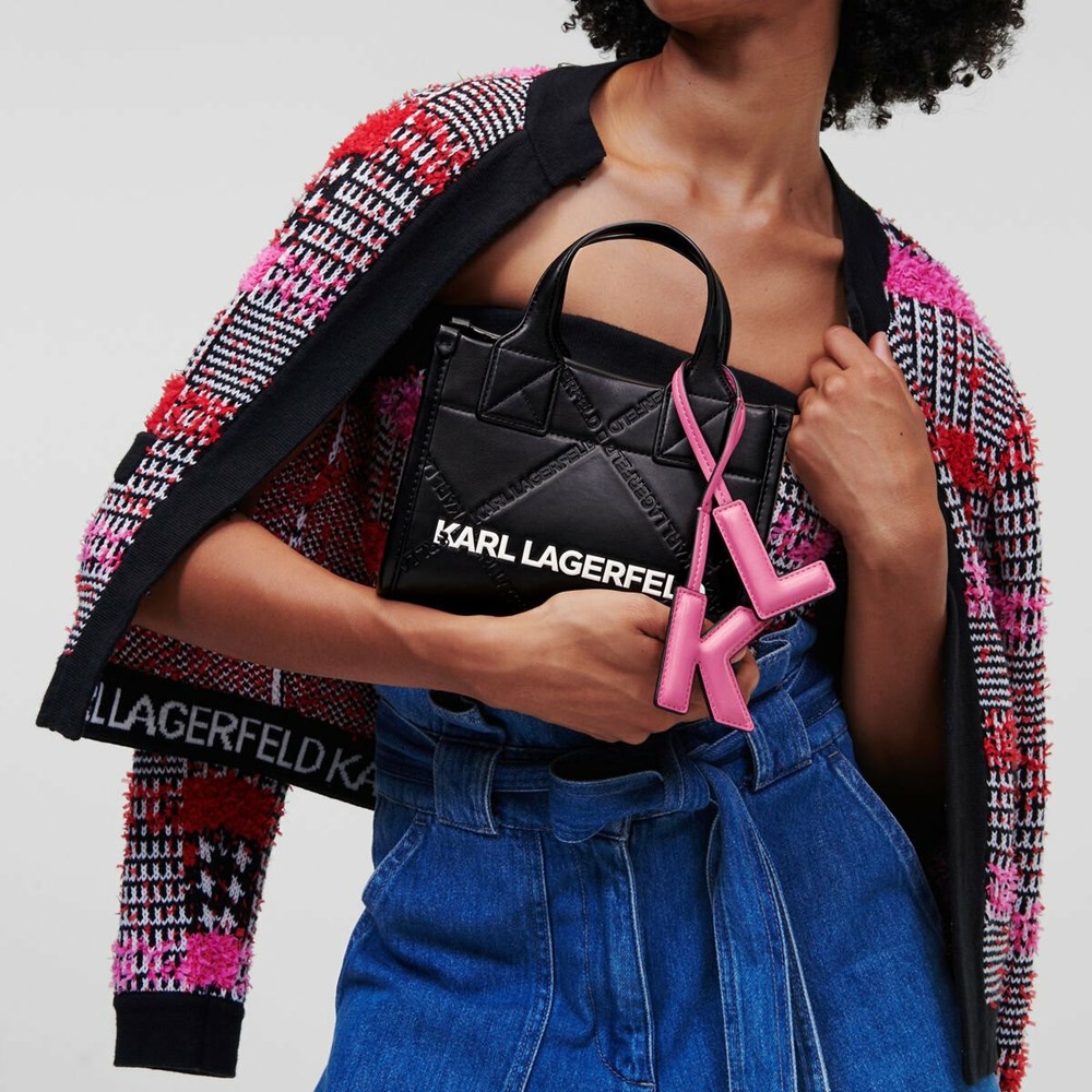 Black Women's Karl Lagerfeld K/Skuare Embossed Small Tote Bags | TH153YCUN