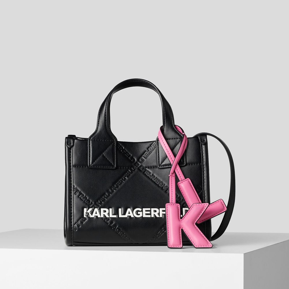 Black Women\'s Karl Lagerfeld K/Skuare Embossed Small Tote Bags | TH153YCUN