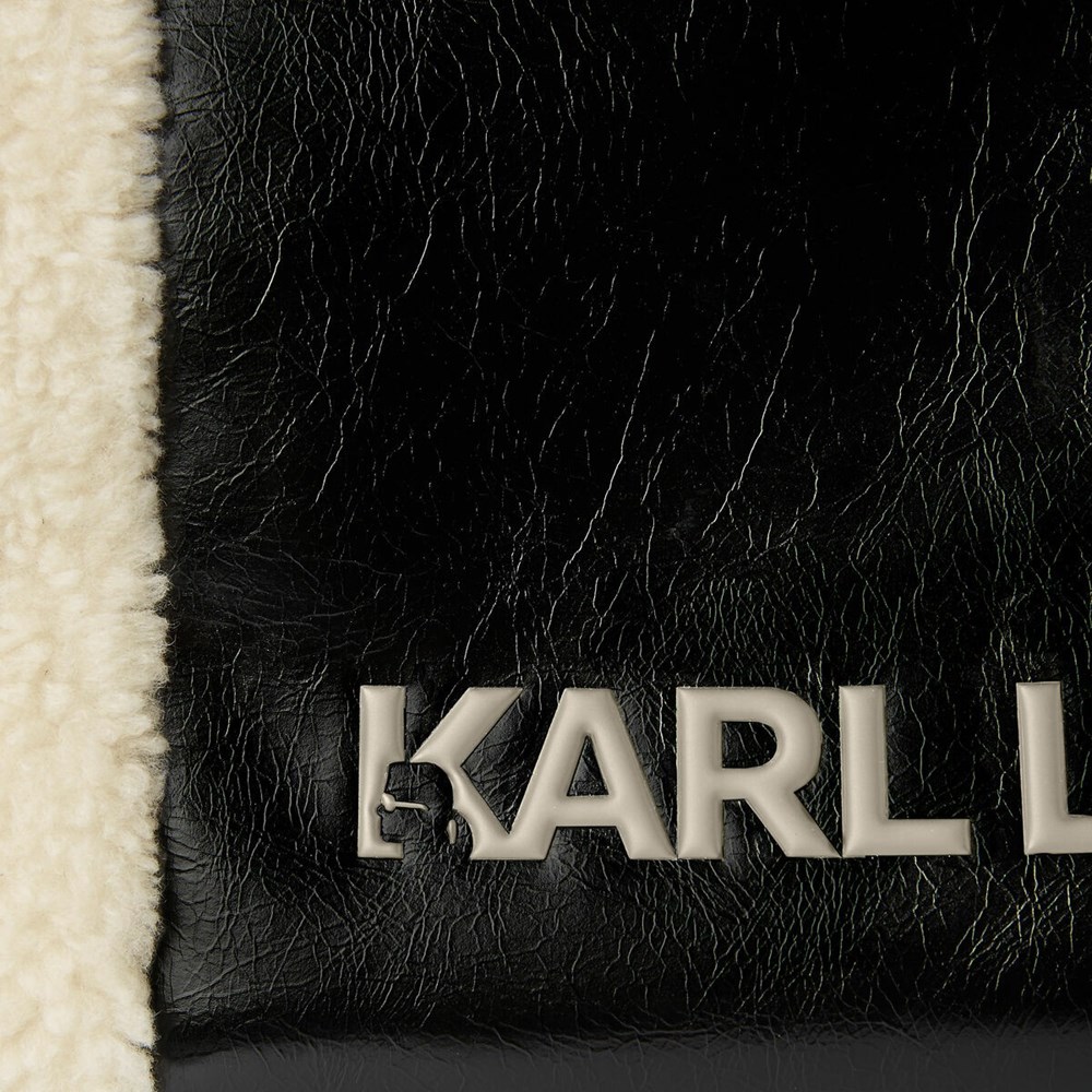 Black Women's Karl Lagerfeld K/Skuare Faux-shearling Tote Bags | TH518ZQRE