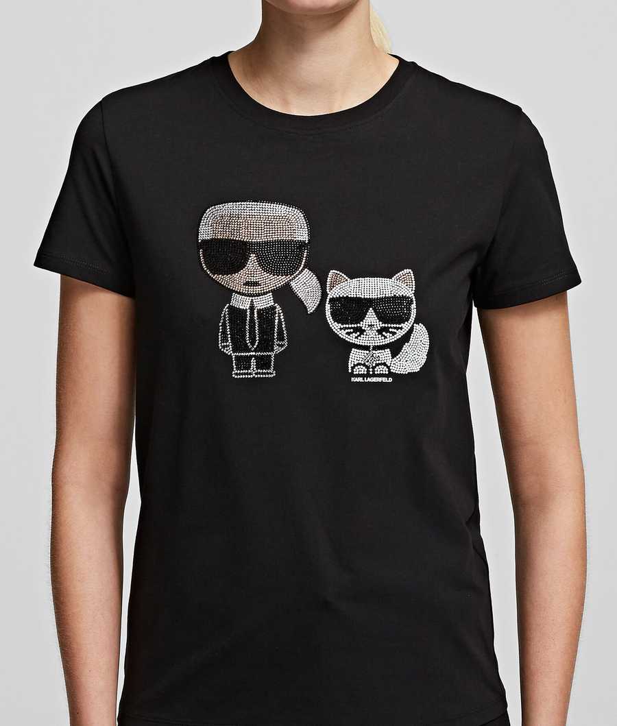 Black Women\'s Karl Lagerfeld Karl & Choupette Ikonik Tee T-Shirts | TH291GZKM