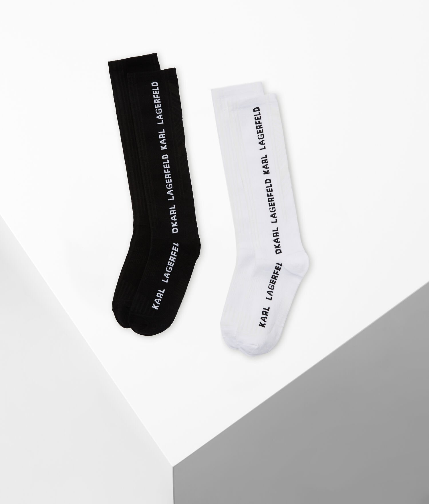 Black Women\'s Karl Lagerfeld Karl Classic Long Socks - 2 Pack Underwear | TH527AEXI