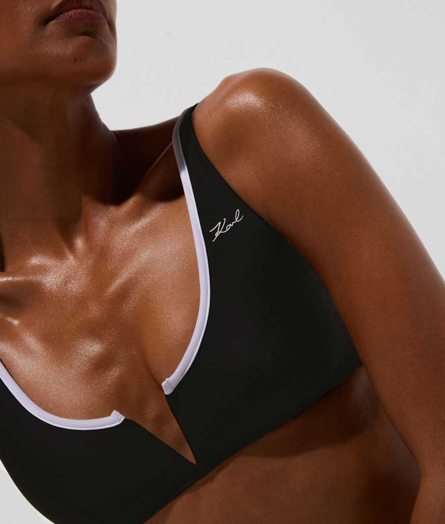 Black Women's Karl Lagerfeld Karl Dna Bandeau With Contrast Beachwear | TH062HOQU