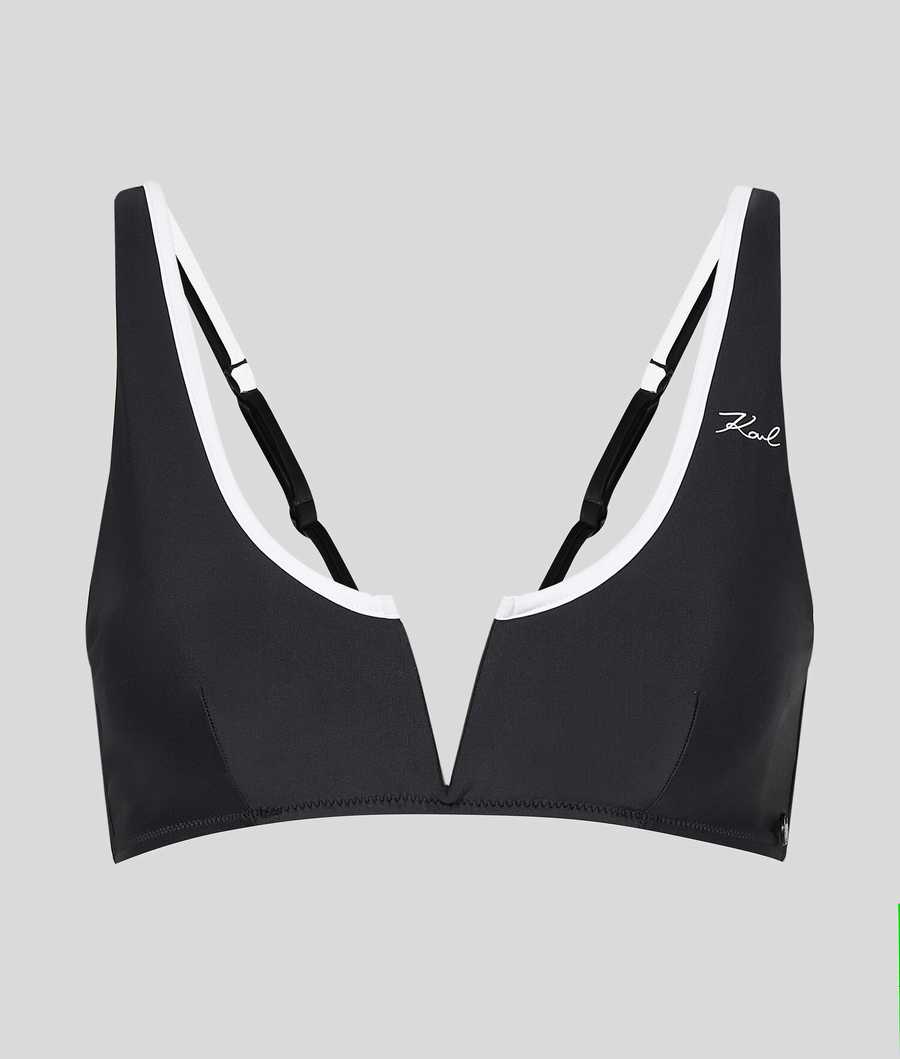 Black Women's Karl Lagerfeld Karl Dna Bandeau With Contrast Beachwear | TH062HOQU