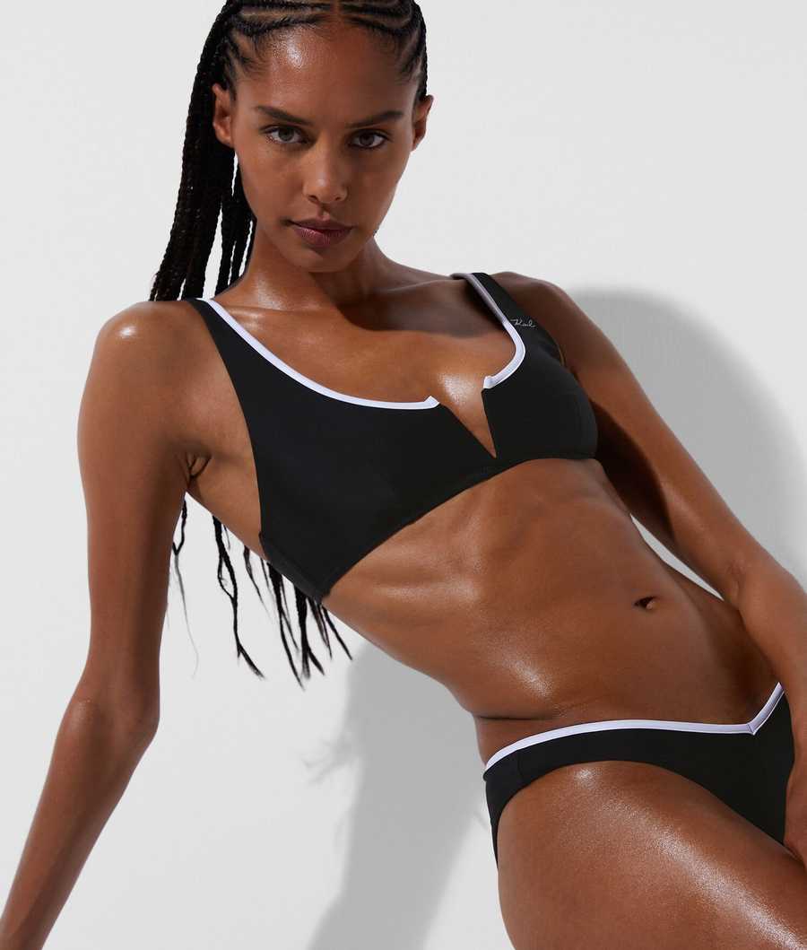 Black Women\'s Karl Lagerfeld Karl Dna Bandeau With Contrast Beachwear | TH062HOQU