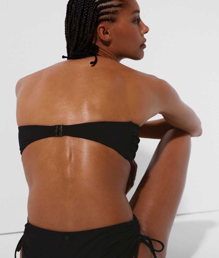 Black Women's Karl Lagerfeld Karl Dna Twist Front Bandeau Beachwear | TH793NVTP