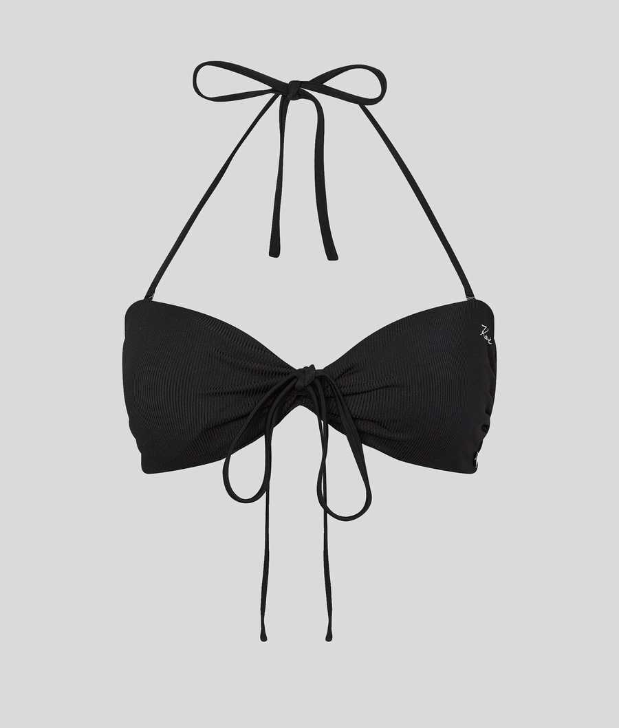 Black Women's Karl Lagerfeld Karl Dna Twist Front Bandeau Beachwear | TH793NVTP